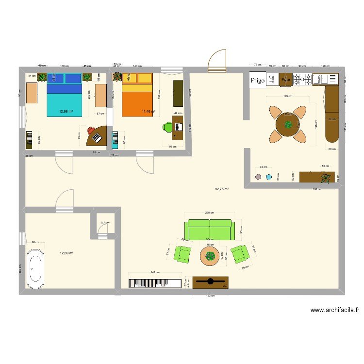 apartement . Plan de 5 pièces et 131 m2