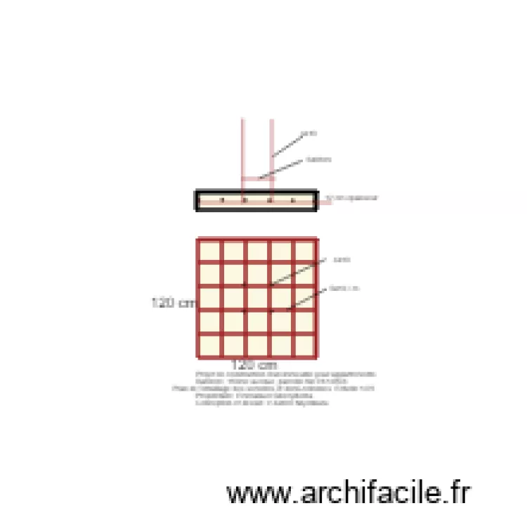 musalac faraillage semelles et demi-colonnes. Plan de 