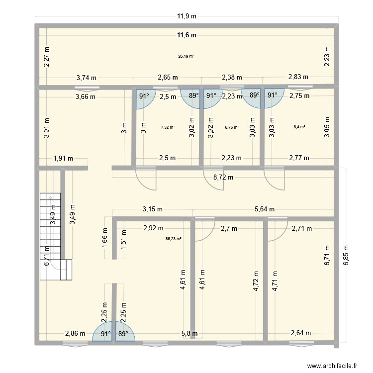 PLAN APPART 77660. Plan de 5 pièces et 134 m2