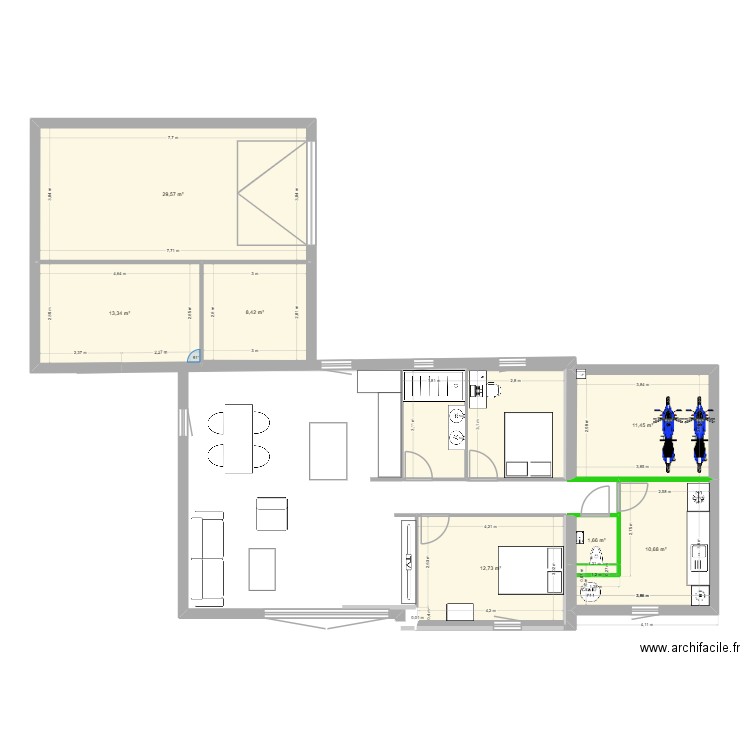 fgille_pomié_final. Plan de 6 pièces et 51 m2