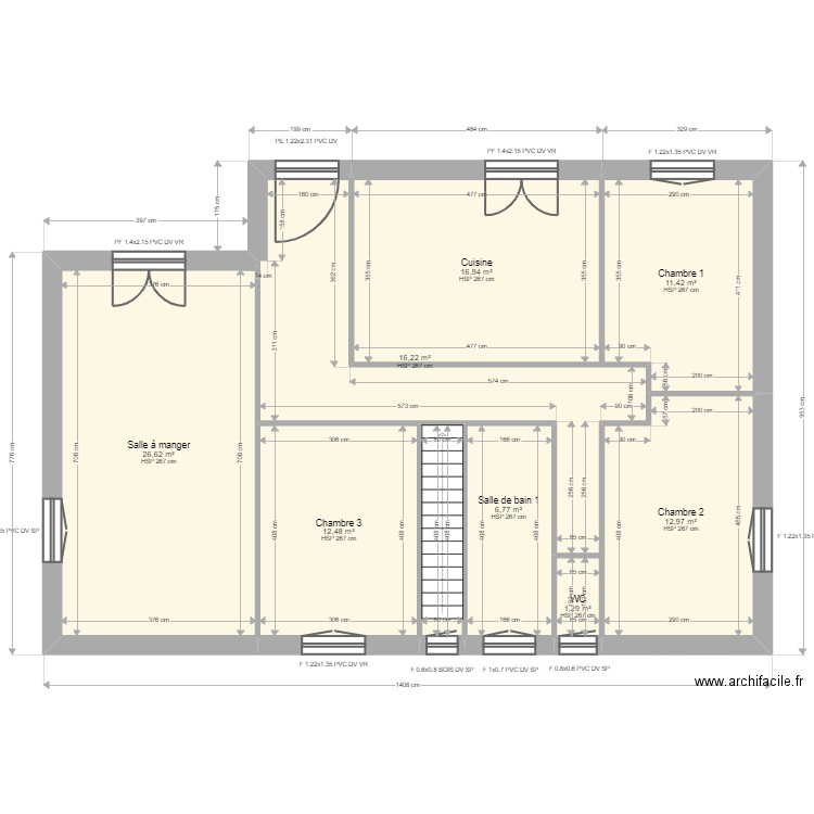 R+1 FRULAND. Plan de 9 pièces et 108 m2