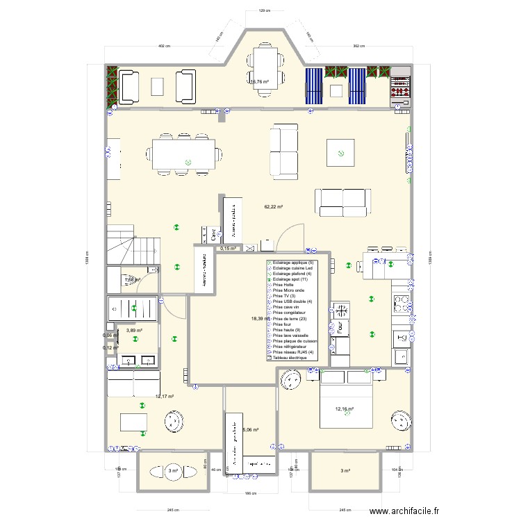 Pornichet De Gaulle RDC finale V2. Plan de 13 pièces et 139 m2