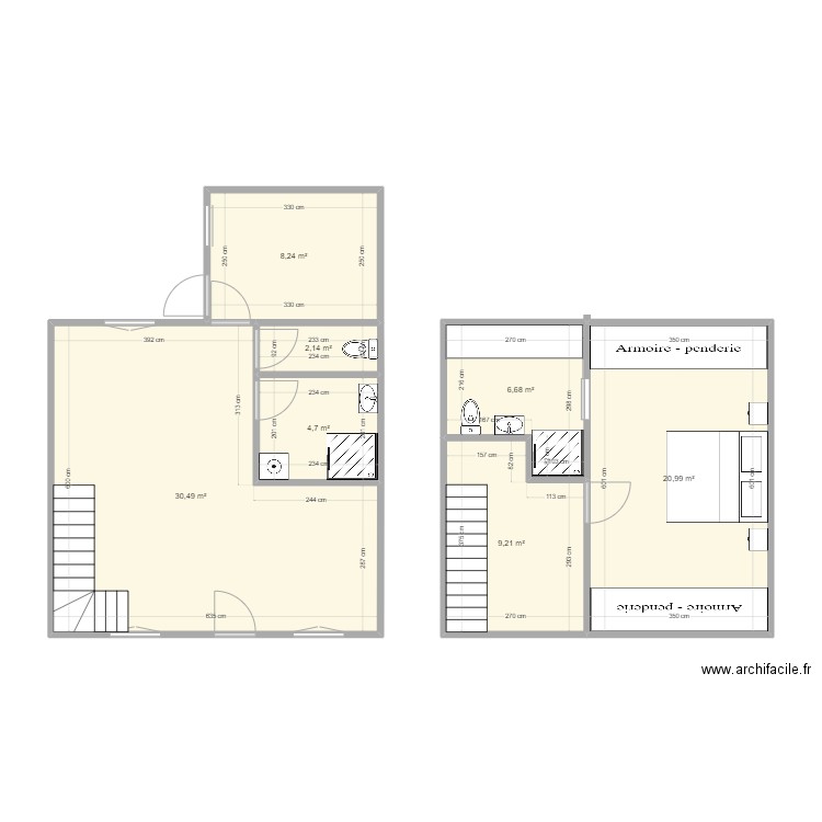 Plan maison 2. Plan de 7 pièces et 82 m2