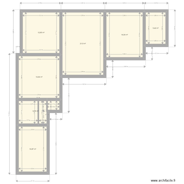 dadonville origine. Plan de 7 pièces et 86 m2