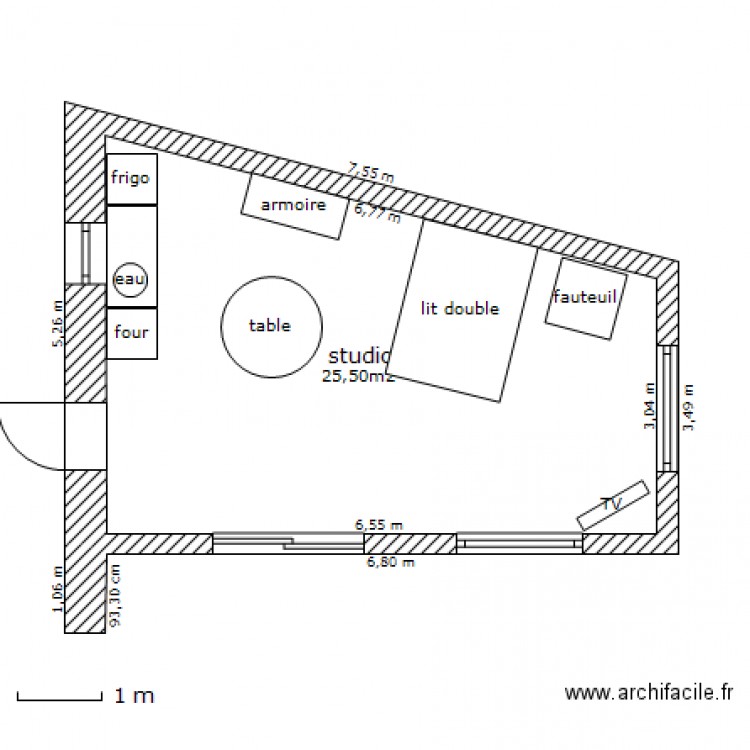 studio. Plan de 0 pièce et 0 m2