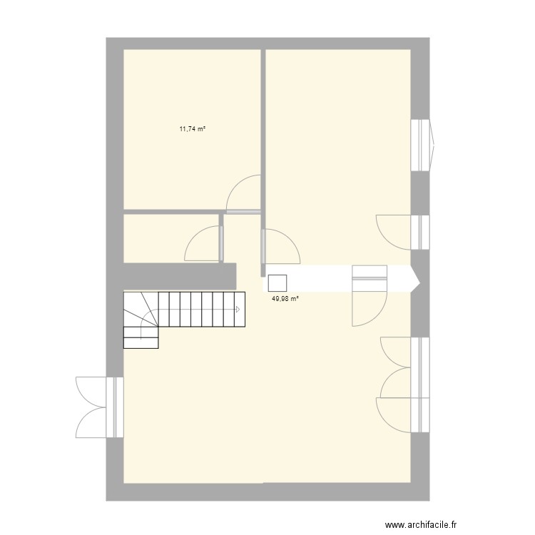 Saillagol V1. Plan de 2 pièces et 62 m2