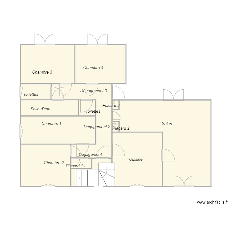 Croquis CAMPAGNE. Plan de 13 pièces et 52 m2