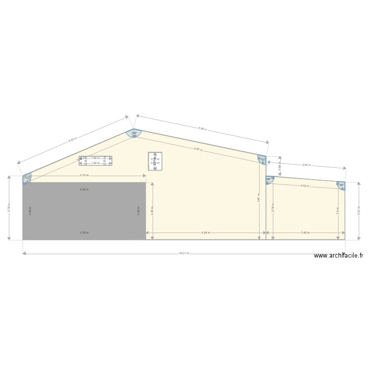 Façade sud. Plan de 0 pièce et 0 m2