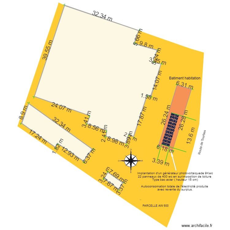 Plan de masse SCI Melori. Plan de 4 pièces et 2123 m2