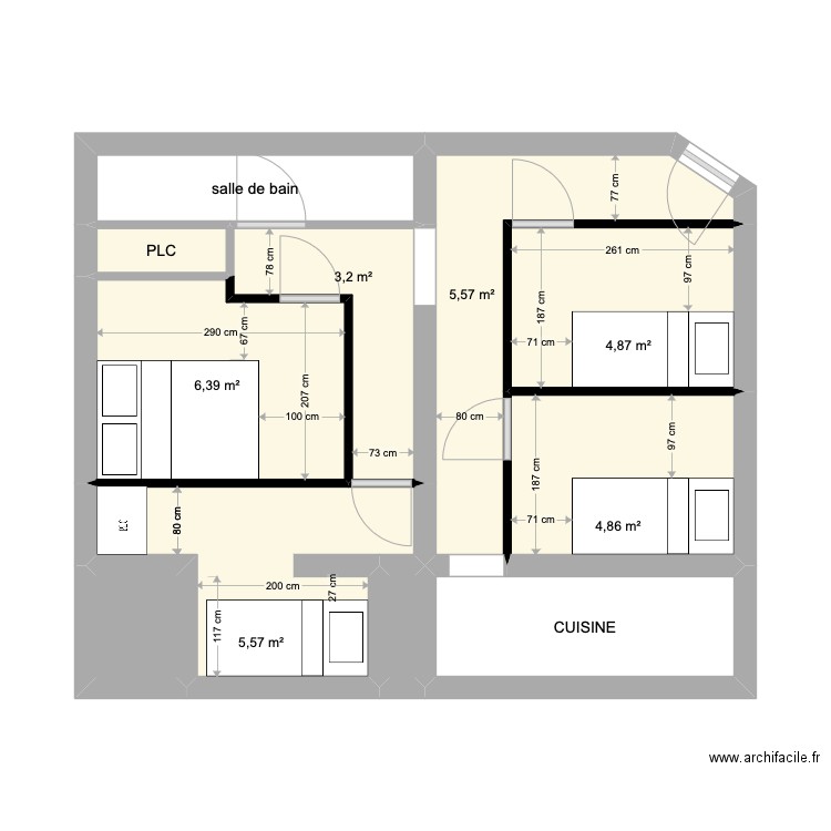 XAVIER. Plan de 11 pièces et 40 m2