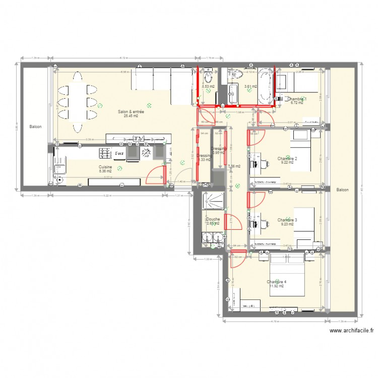 plan modifié pour Mickael avec meubles. Plan de 0 pièce et 0 m2