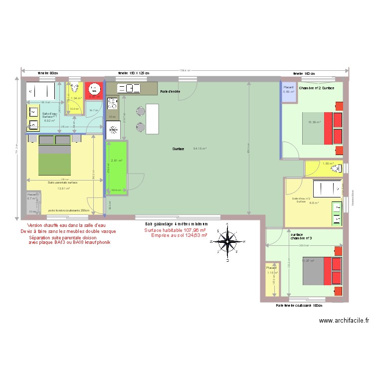 The plan maison sud M 02 A . Plan de 0 pièce et 0 m2