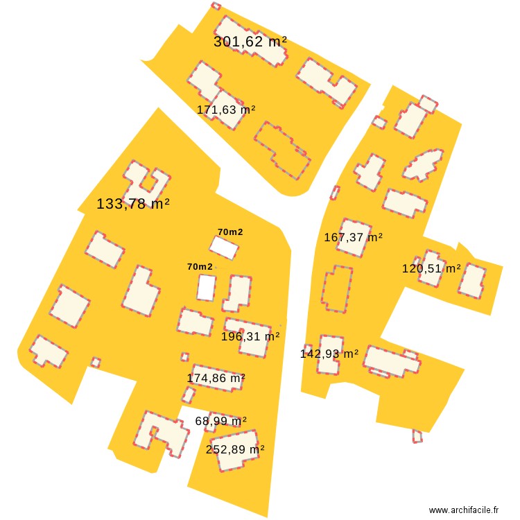 plan cadastre quartier. Plan de 39 pièces et 4372 m2