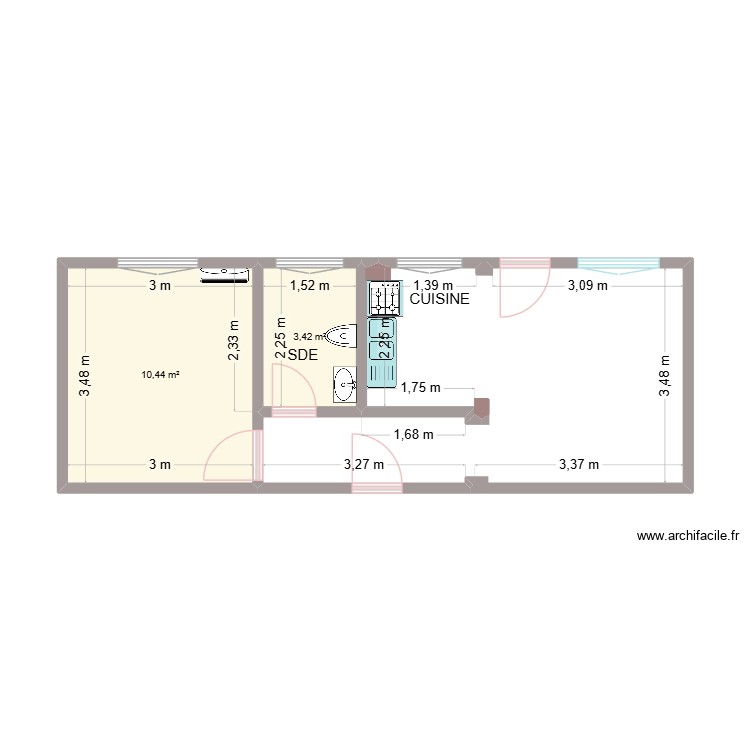 PLAN ARCHI_ APPART CHAT MERIEM-S+1_CROQUIS. Plan de 0 pièce et 0 m2