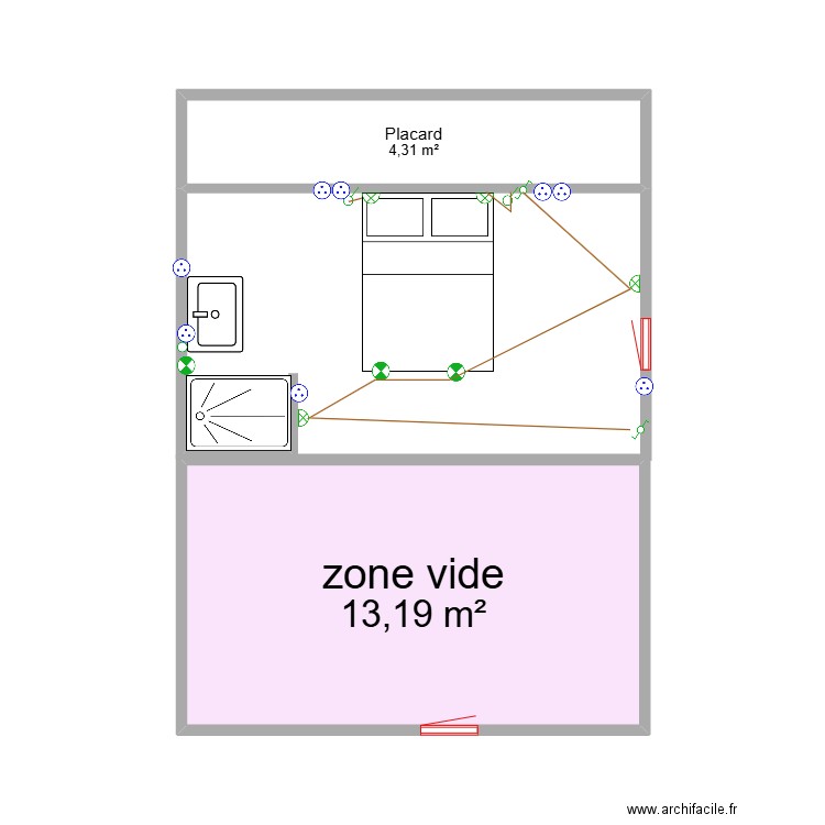 EMMA MEZZANINE. Plan de 2 pièces et 18 m2