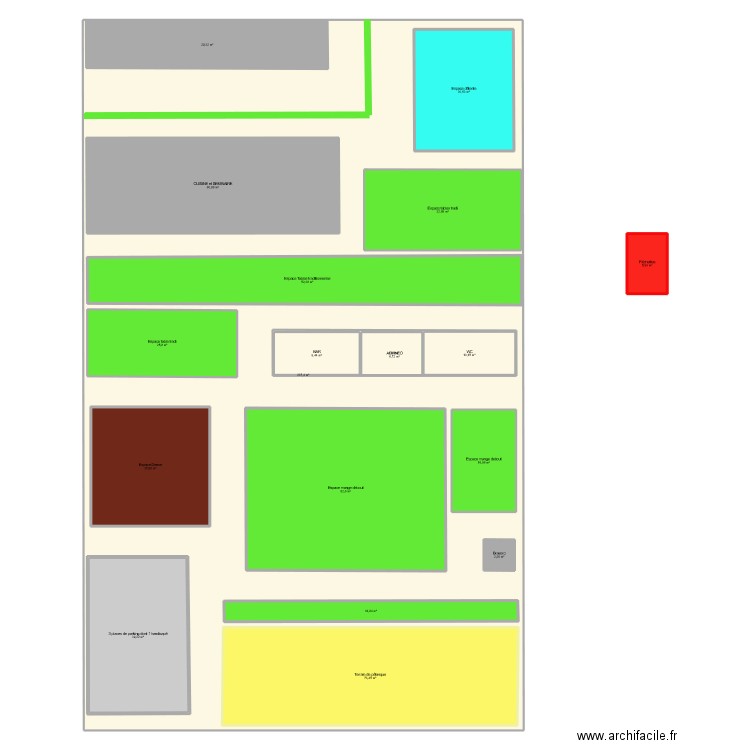 Terrain modifié Madeleine 1. Plan de 19 pièces et 1363 m2