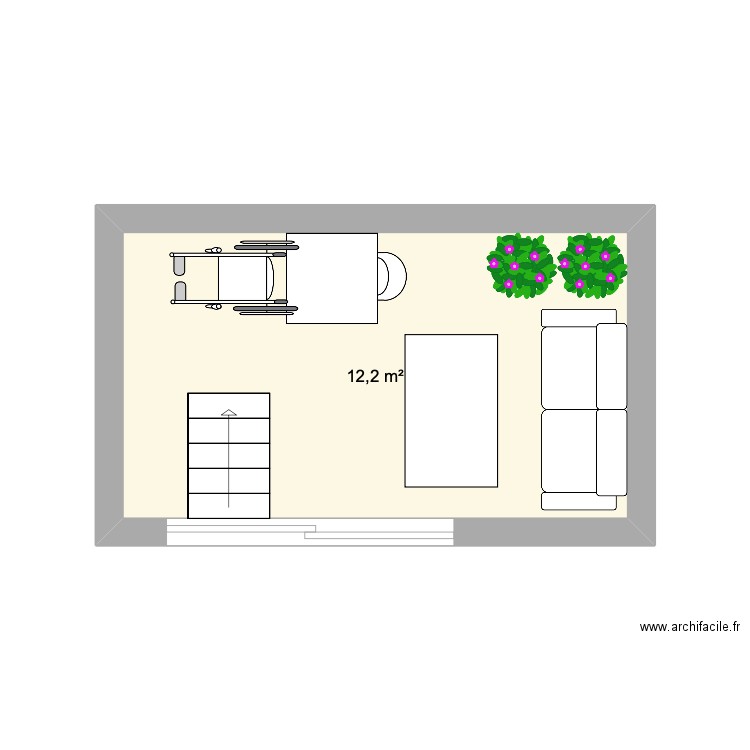 BLA_Terrasse. Plan de 1 pièce et 12 m2