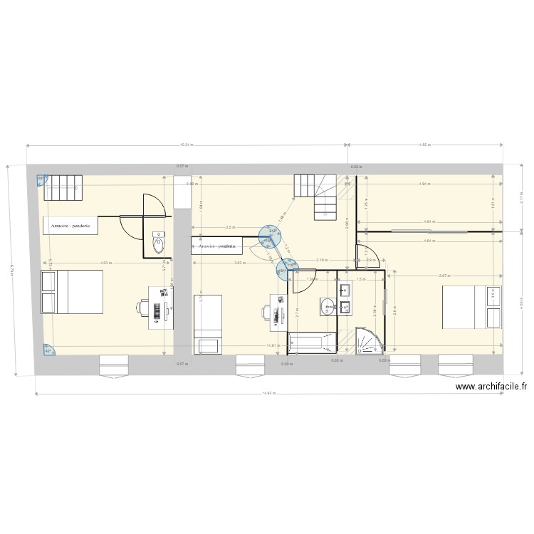 PJ EF4. Plan de 2 pièces et 145 m2