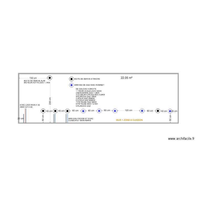 MUR 1 ZONE 6 CUISSON . Plan de 0 pièce et 0 m2