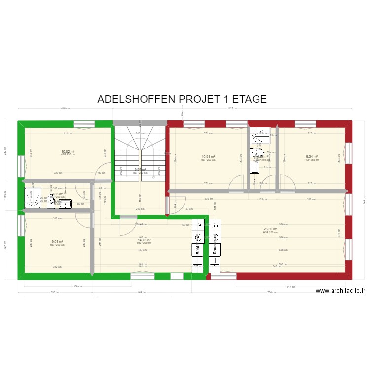 ASELSHOFEN 1 ER PROJET. Plan de 9 pièces et 98 m2