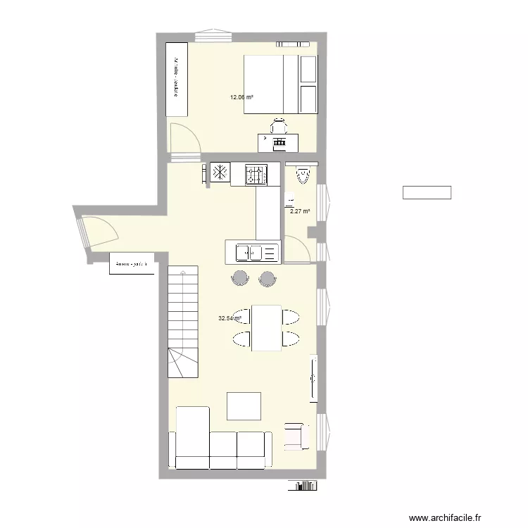 93310  porte wc salon. Plan de 