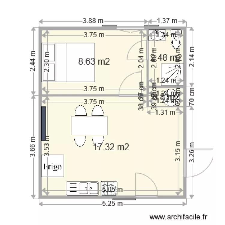 La Peubrelie Gite actuel. Plan de 
