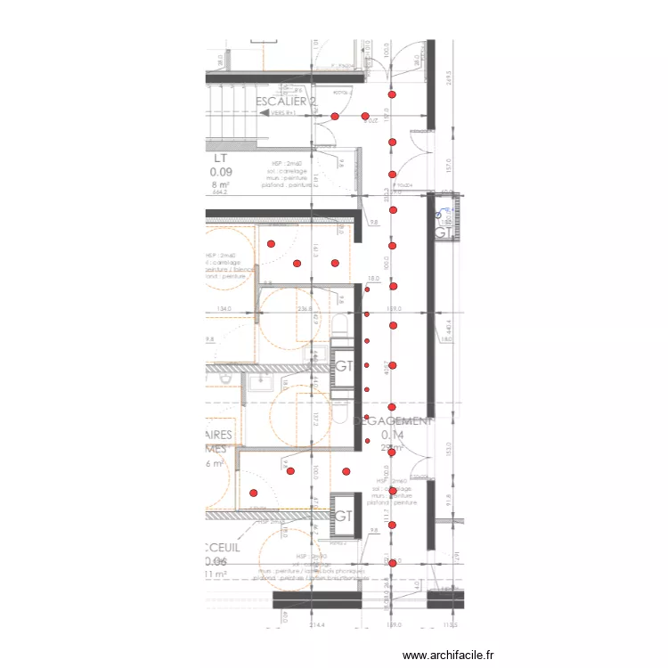 Couloirs RDC Chouettes. Plan de 