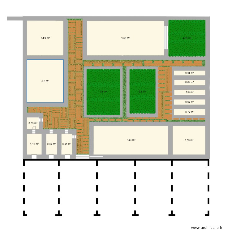 projet S P A. Plan de 17 pièces et 50 m2
