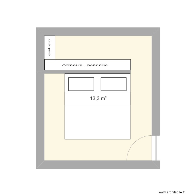 Chambre parentale - Plan 1 pièce 13 m2 dessiné par RémiCan