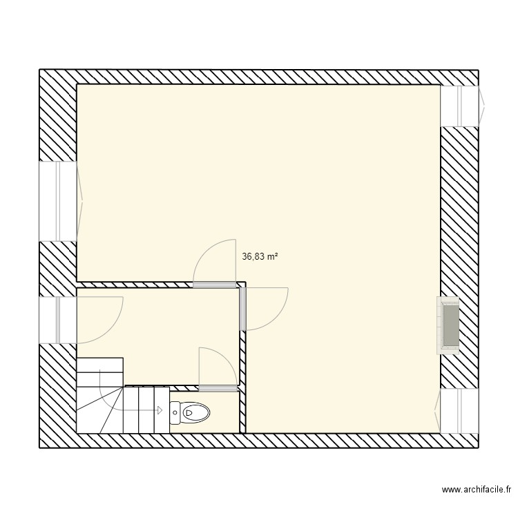 leran 2. Plan de 1 pièce et 37 m2