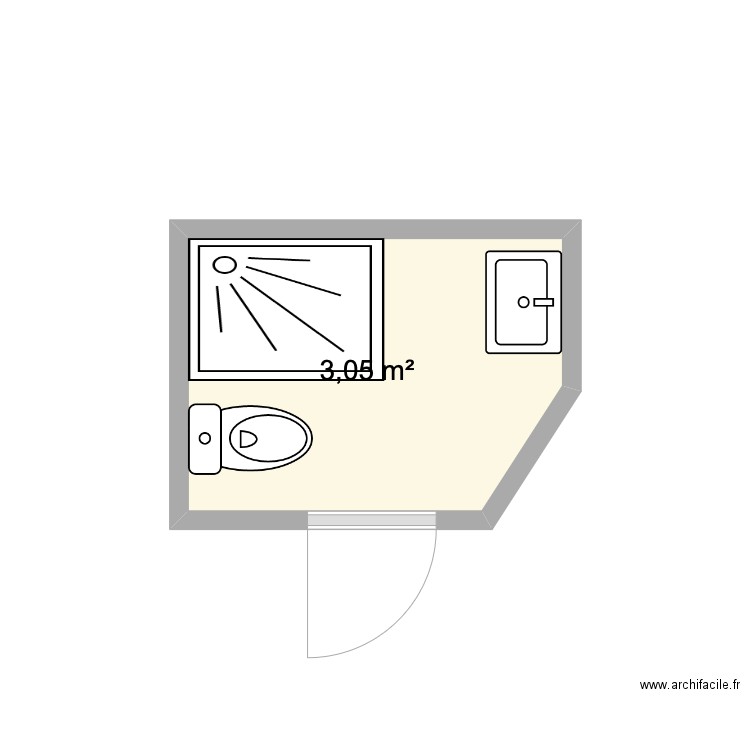 APOLLO. Plan de 1 pièce et 3 m2