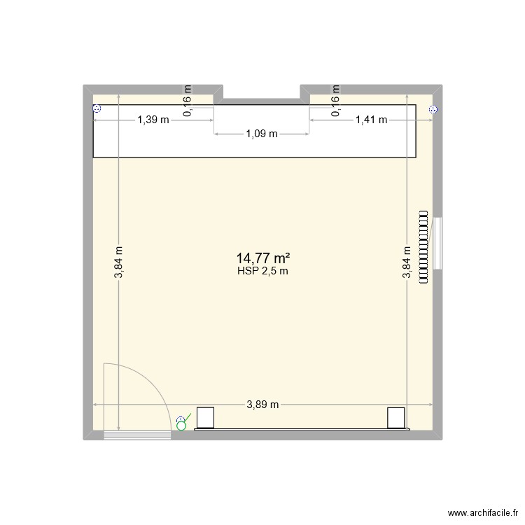 Chambre. Plan de 1 pièce et 15 m2