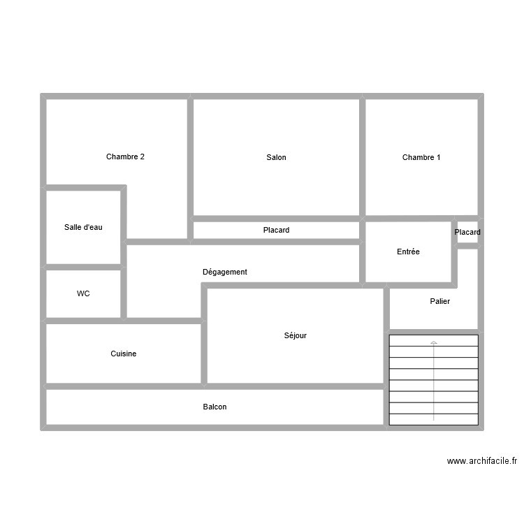 VIRE MOULIN R+2 . Plan de 14 pièces et 70 m2