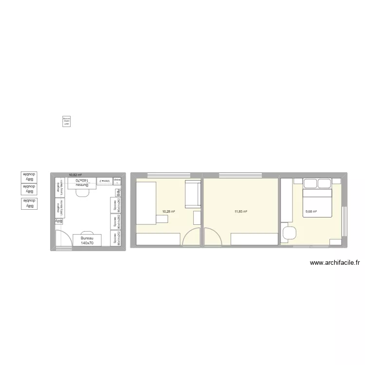 Chambre Charlotte. Plan de 4 Pièces et 43 m²
