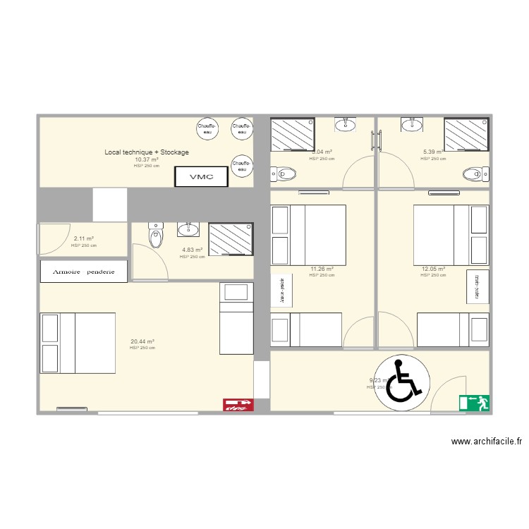 Travaux salles du bas version appartements. Plan de 0 pièce et 0 m2