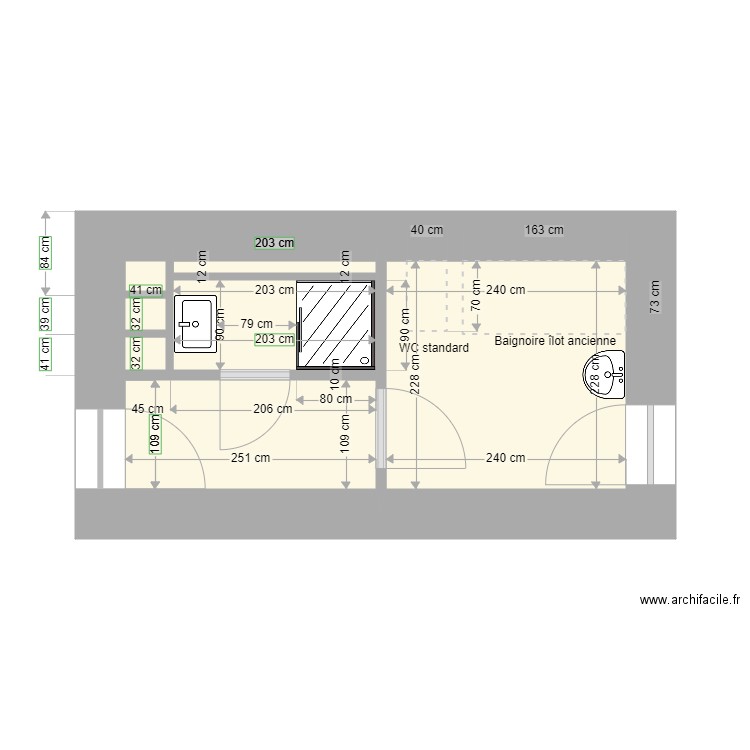 salle de bain détaillé. Plan de 0 pièce et 0 m2