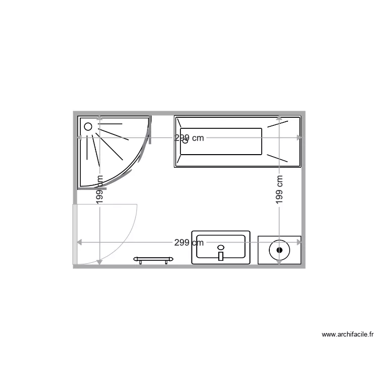 salle de bains Lecourbe. Plan de 