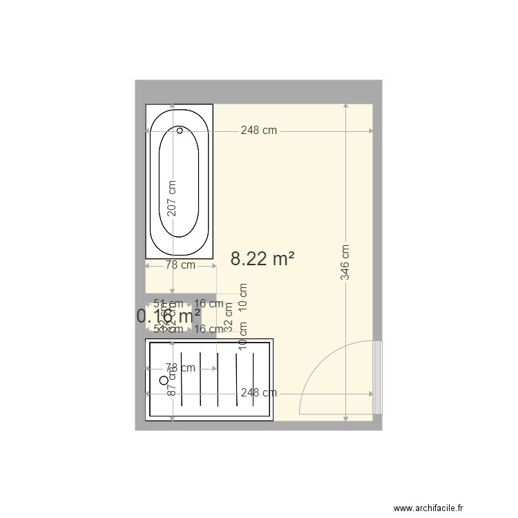 ZINI. Plan de 2 pièces et 8 m2