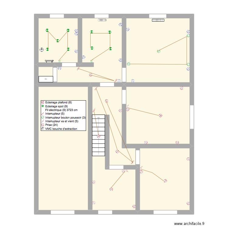 M HARMAND 1er étage. Plan de 5 pièces et 104 m2