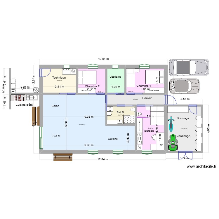 Maison 100m2 05. Plan de 9 pièces et 113 m2