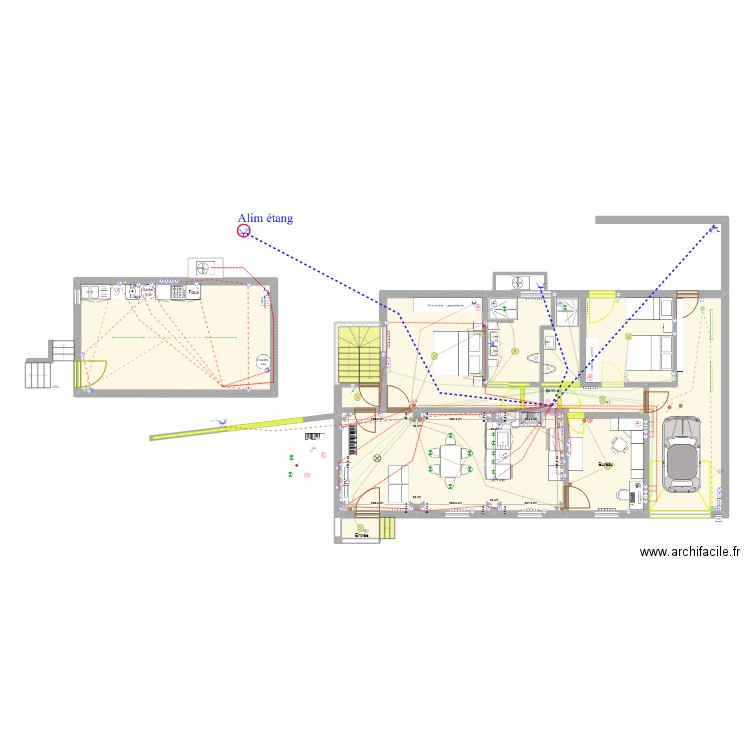 Projet toutes pièces. Plan de 13 pièces et 149 m2