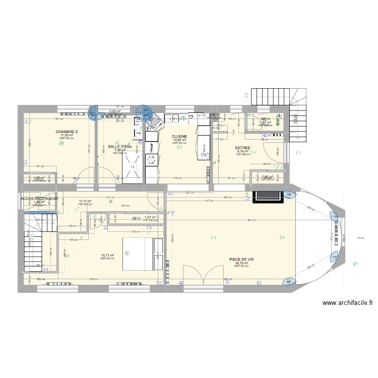 AIRE SUR l'ADOUR modification escalier. Plan de 25 pièces et 215 m2