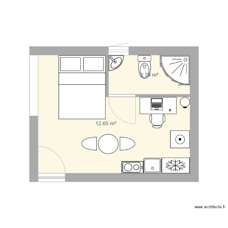 Logement tudiant Plan  2 pi ces 15 m2 dessin  par Adam 