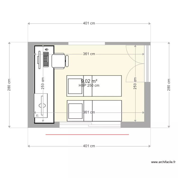 agrandissement  bureau. Plan de 