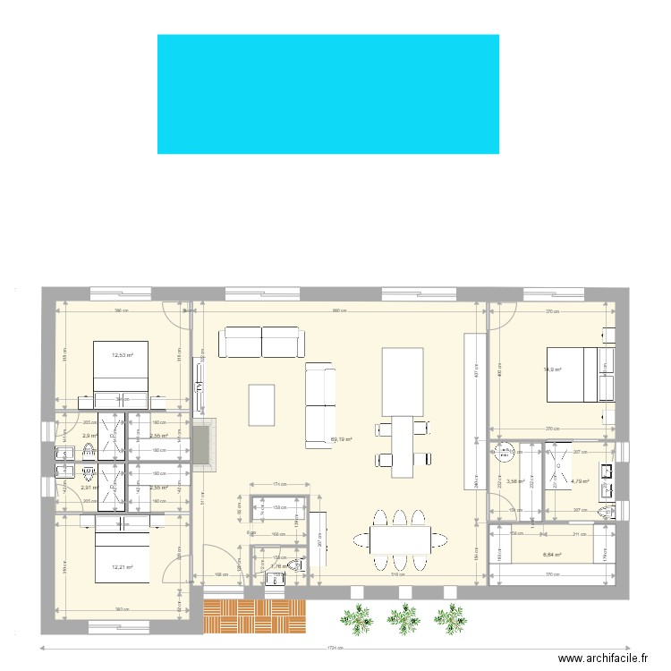 PLAN GIALLA 2 CHAMBRES 2. Plan de 12 pièces et 137 m2