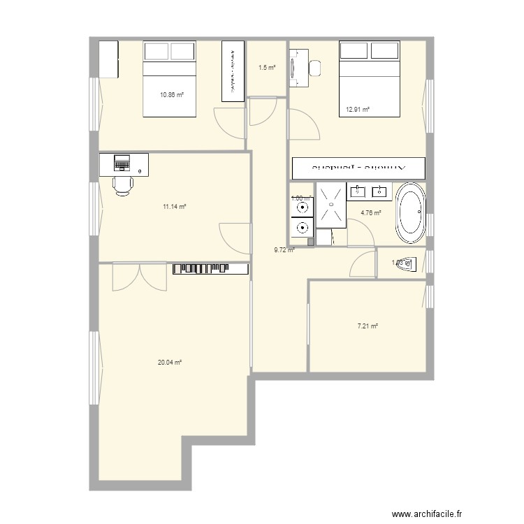 Plan eastman wc et 1 sdb séparée. Plan de 0 pièce et 0 m2