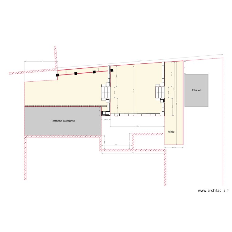 Projet terrasse lames. Plan de 6 pièces et 120 m2