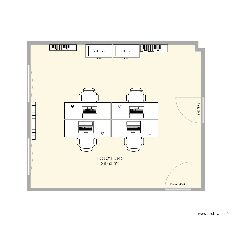 LOCAL 345. Plan de 1 pièce et 30 m2