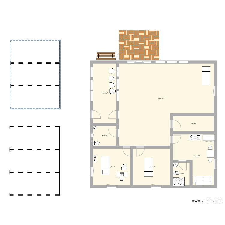cabinet 2. Plan de 8 pièces et 140 m2