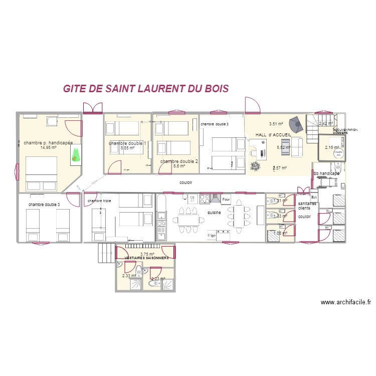 gîte de Saint Laurent du Bois. Plan de 0 pièce et 0 m2